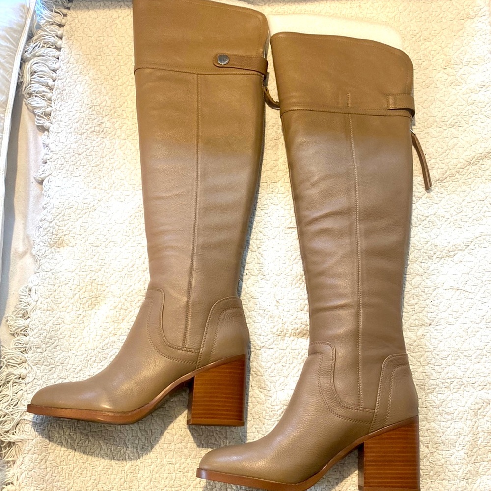 NWOT Franco Sarto Over the Knee Taupe Boots - Size 10
